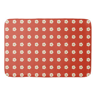 Tapis De Bain Fleurs de tasse à beurre orange et blanc épicé