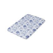 Tapis De Bain Fleurs de toile bleue et blanche dans un style cam (Angle)