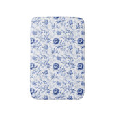 Tapis De Bain Fleurs de toile bleue et blanche dans un style cam (Devant (Vertical))