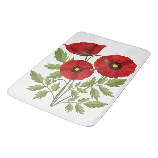 Tapis De Bain Fleurs d'été joyeuses floraison de pavot (Angle)