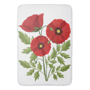 Tapis De Bain Fleurs d'été joyeuses floraison de pavot