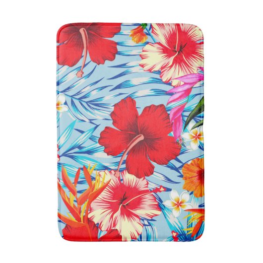 Tapis De Bain fleurs d'hibiscus bleu tropical (Devant (Vertical))