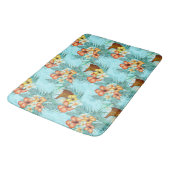 TAPIS DE BAIN FLEURS D'HIBISCUS TROPICALES ET BOISSONS DE COCO (Angle)