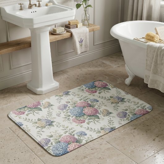 Tapis De Bain Fleurs d'hortensia délicates