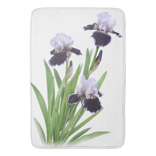 Tapis De Bain Fleurs d'Iris Pourpre Art Botanique (devant Vertical)