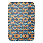 Tapis De Bain Fleurs d'orange bleu Art déco (devant Vertical)