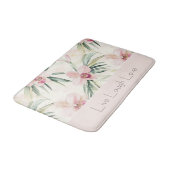 Tapis De Bain Fleurs d'orchidée rose blush vert Amour (Angle)