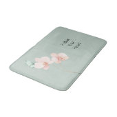 Tapis De Bain Fleurs d'orchidée rose papillon vert menthe (Angle)