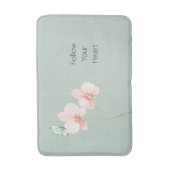 Tapis De Bain Fleurs d'orchidée rose papillon vert menthe (Devant (Vertical))