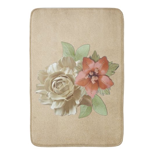 Tapis De Bain Fleurs en cuir et daim Texture Art (devant Vertical)