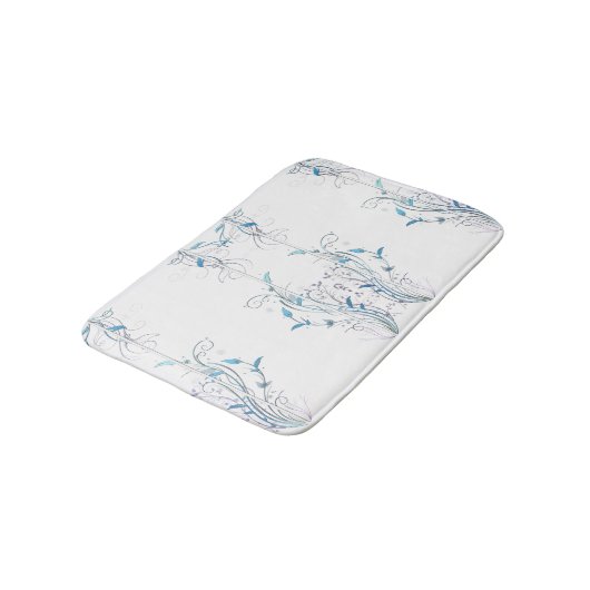 Tapis De Bain Fleurs en Vins Bleu (Angle)