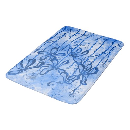Tapis De Bain Fleurs encrées Ciel bleu (Angle)