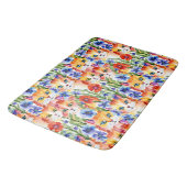 Tapis De Bain Fleurs et chats d'aquarelle d'art populaire (Angle)