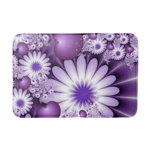 Tapis De Bain Fleurs et cœurs abstraits de l'amour fractal