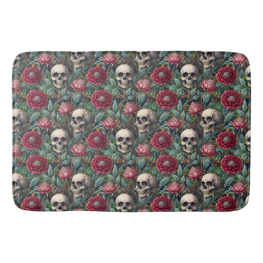 Tapis De Bain Fleurs et crânes rococo gothiques (Devant)