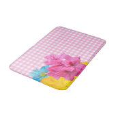 Tapis De Bain Fleurs et En vichy roses (Angle)