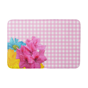 Tapis De Bain Fleurs et En vichy roses