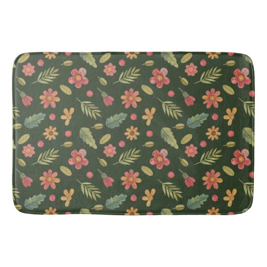 Tapis De Bain Fleurs et Feuilles de Forêt Whimsical (Devant)