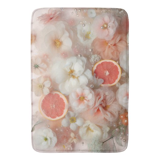 Tapis De Bain Fleurs et pamplemousses Abstraites (devant Vertical)