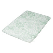 Tapis De Bain Fleurs et papillons rétro verts et blancs (Angle)