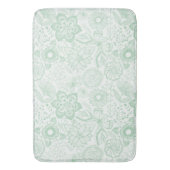 Tapis De Bain Fleurs et papillons rétro verts et blancs (devant Vertical)