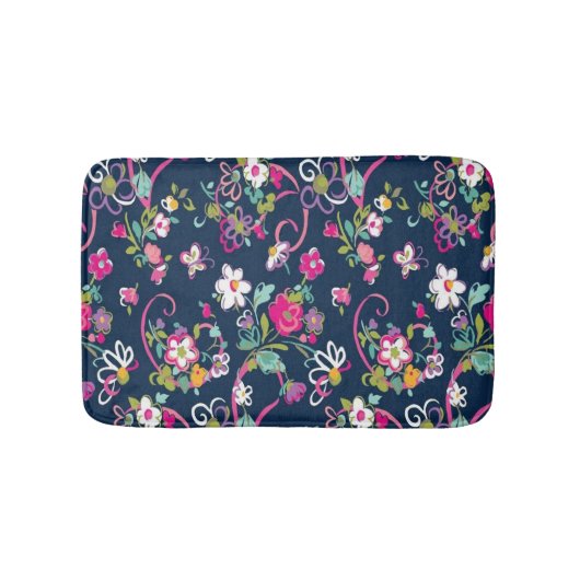 Tapis De Bain Fleurs Féminines de Style Rétro (Devant)