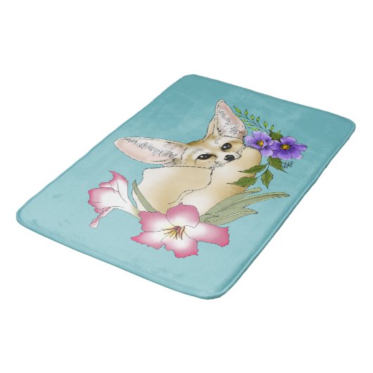 Tapis De Bain Fleurs Fennec Fox mignonnes (Angle)