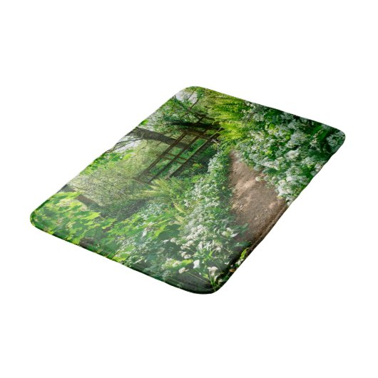 Tapis De Bain Fleurs | Fleurs sauvages blancs en forêt (Angle)