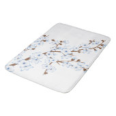 Tapis De Bain Fleurs florales de cerisiers Bleu Blanc (Angle)