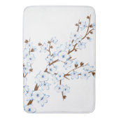 Tapis De Bain Fleurs florales de cerisiers Bleu Blanc (devant Vertical)