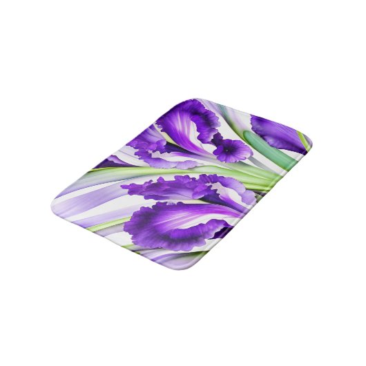 Tapis De Bain Fleurs florales d'Iris violet (Angle)
