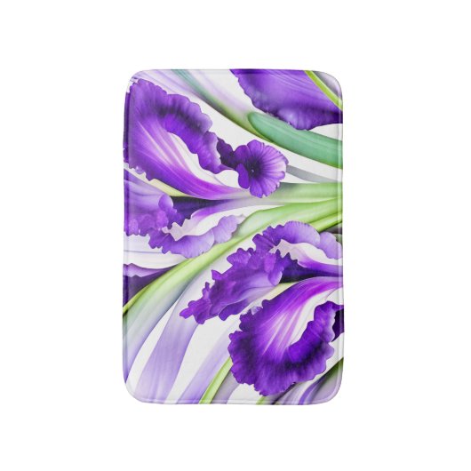 Tapis De Bain Fleurs florales d'Iris violet (Devant (Vertical))
