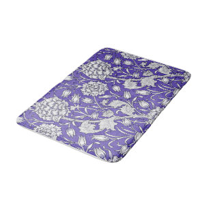 Tapis De Bain Fleurs florales vintages en blanc cassé et pourpre