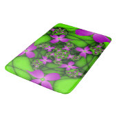 Tapis De Bain Fleurs fractales Abstraites de néon rose vert (Angle)