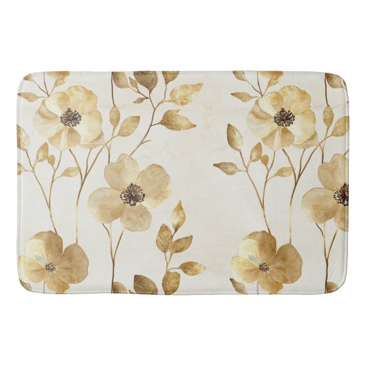 Tapis De Bain Fleurs Glam Or Chic (Devant)
