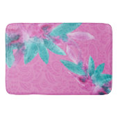 Tapis De Bain Fleurs hawaïennes Abstraites turquoise rose (Devant)