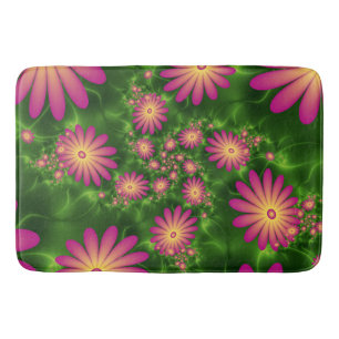 Tapis De Bain Fleurs Imaginaires roses Art Fractal Abstrait mode