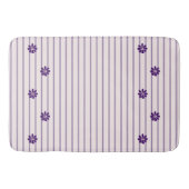 Tapis De Bain Fleurs Indigo Élégantes, Blancs & Violets (Devant)