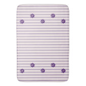 Tapis De Bain Fleurs Indigo Élégantes, Blancs & Violets (devant Vertical)