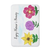 Tapis De Bain Fleurs Jaune Violet Rose (Devant (Vertical))