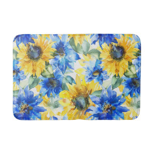 Tapis De Bain Fleurs Jaunes Bleues Baby Shower Mariage