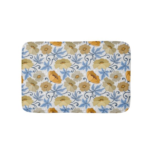 Tapis De Bain Fleurs Jaunes : Conception Textile sans joint (Devant)