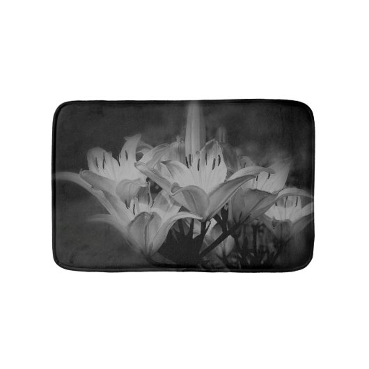 Tapis De Bain Fleurs Lys En Noir Et Blanc (Devant)