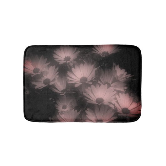 Tapis De Bain Fleurs marguerites africaines Noir Blanc Haut Cont (Devant)