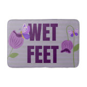 Tapis De Bain Fleurs mignonnes rayées violet pastel (Devant)