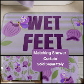 Tapis De Bain Fleurs mignonnes rayées violet pastel