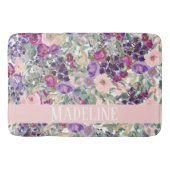 Tapis De Bain Fleurs mignonnes Rose Violet Fille Votre Nom (Devant)