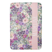 Tapis De Bain Fleurs mignonnes Rose Violet Fille Votre Nom (devant Vertical)