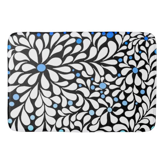 Tapis De Bain Fleurs modernes audacieuses avec bleu turquoise om (Devant)