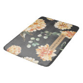 Tapis De Bain Fleurs modernes Jaune & Kraft Personnalisé (Angle)